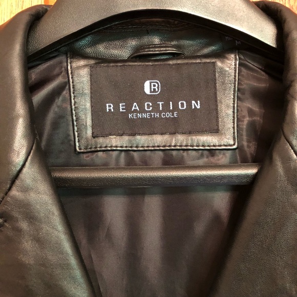 Men’s Leather Coat, Black, Kenneth Cole Reaction M - Picture 4 of 13